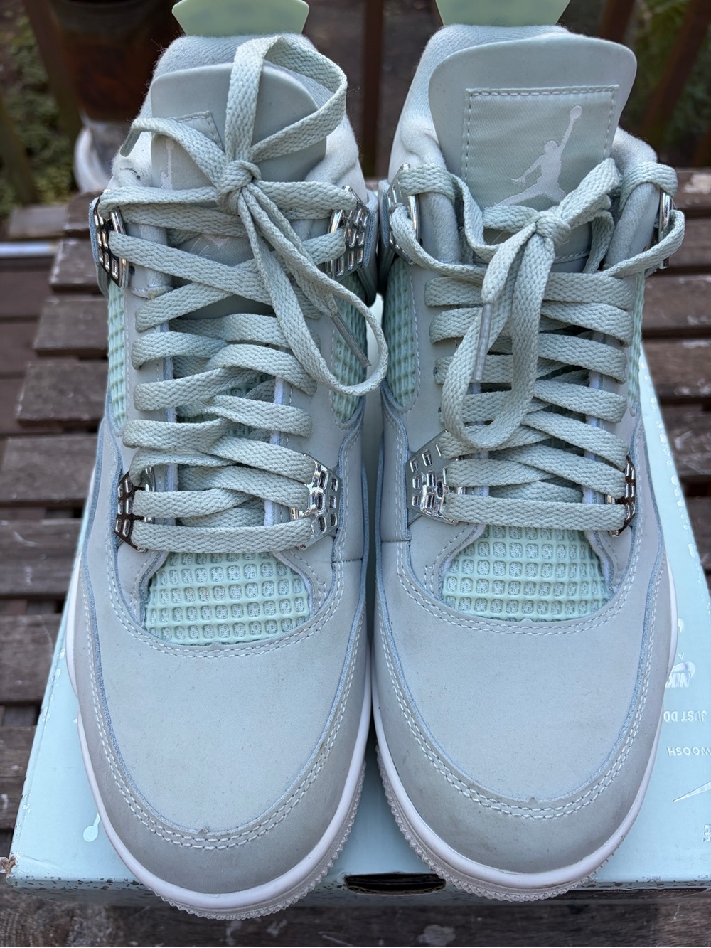 Jordan Women’s Sneakers in Pale Mint and Silver Accents
